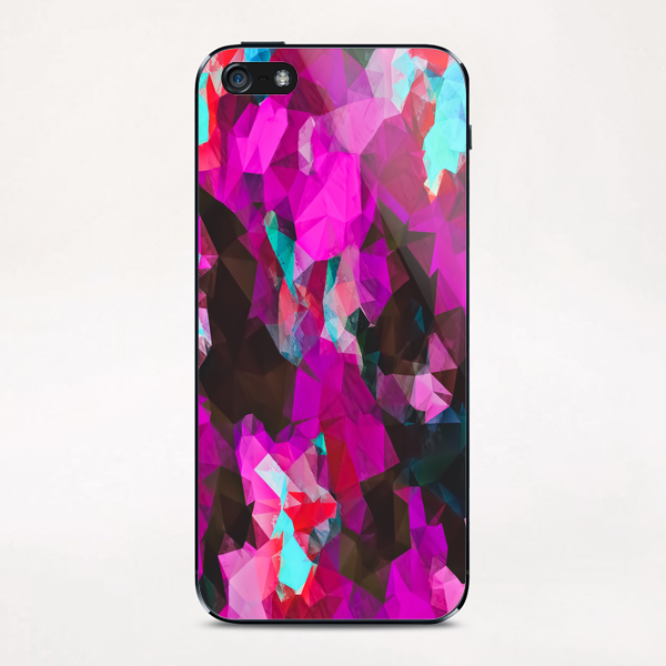 psychedelic geometric polygon abstract pattern in purple pink blue iPhone & iPod Skin by Timmy333