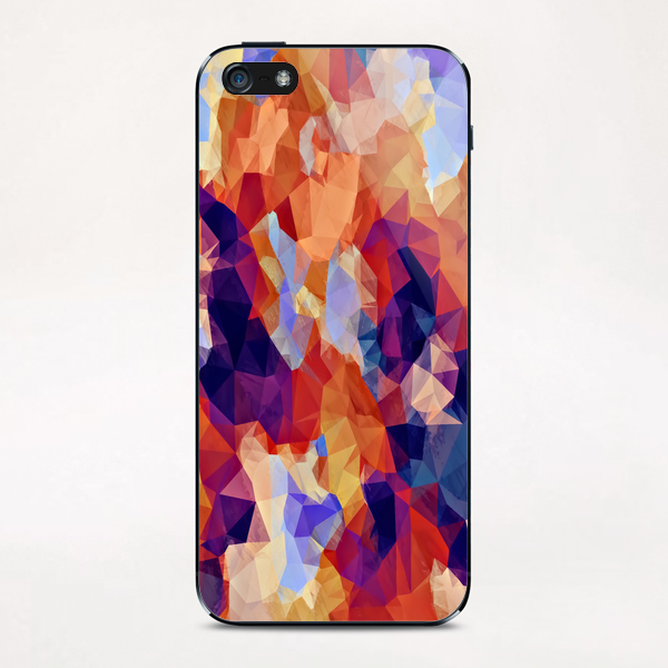 psychedelic geometric polygon pattern abstract in orange brown blue purple iPhone & iPod Skin by Timmy333