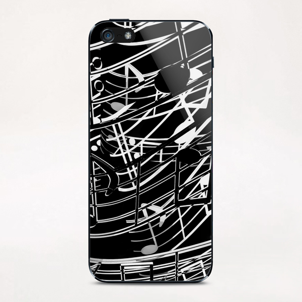 music note sign abstract background in black and white iPhone & iPod Skin by Timmy333