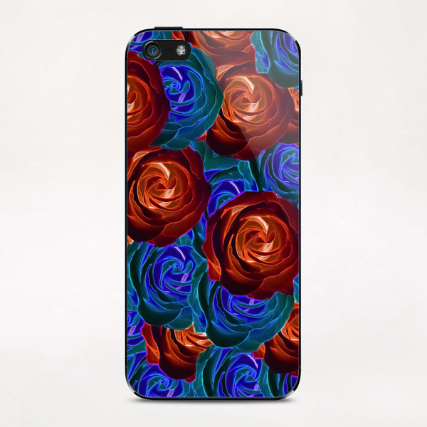 rose texture pattern abstract background in red and blue iPhone & iPod Skin by Timmy333