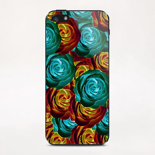 rose texture pattern abstract background in green red and yellow iPhone & iPod Skin by Timmy333