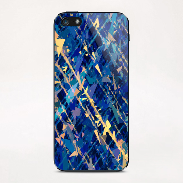 splash geometric triangle pattern abstract background in blue and yellow iPhone & iPod Skin by Timmy333