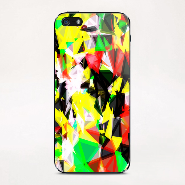 psychedelic geometric abstract pattern in green red yellow black iPhone & iPod Skin by Timmy333