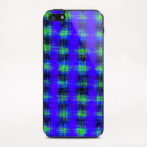 plaid pattern abstract texture in blue green black iPhone & iPod Skin by Timmy333