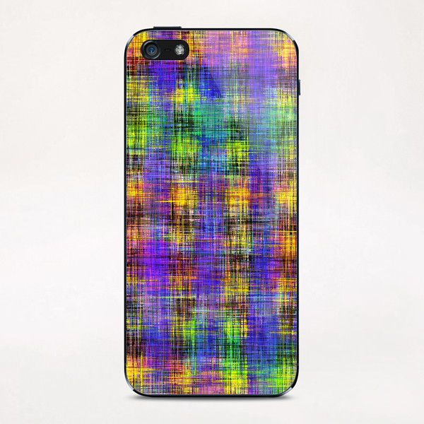 plaid pattern abstract texture in purple yellow green iPhone & iPod Skin by Timmy333