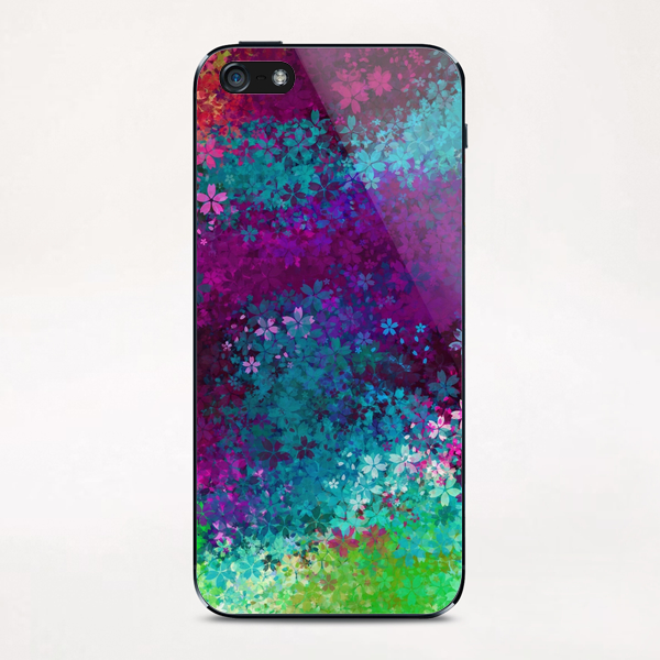 flower pattern abstract background in purple pink blue green iPhone & iPod Skin by Timmy333