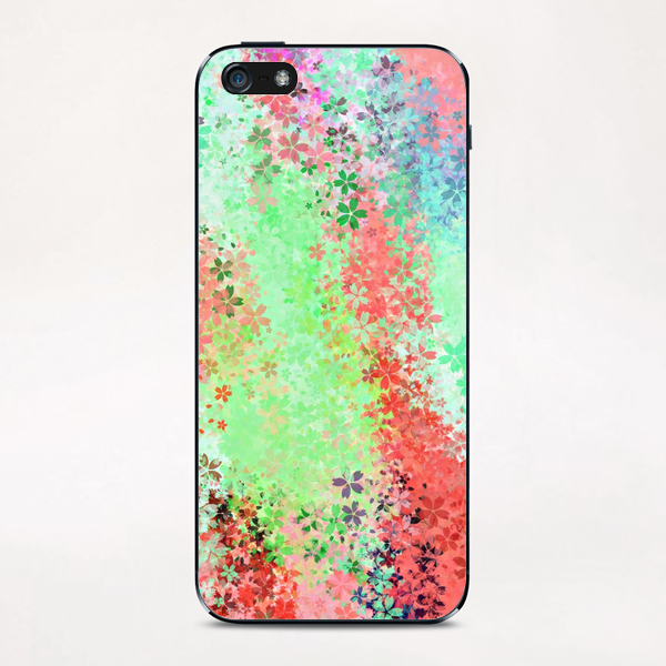 flower pattern abstract background in green pink purple blue iPhone & iPod Skin by Timmy333