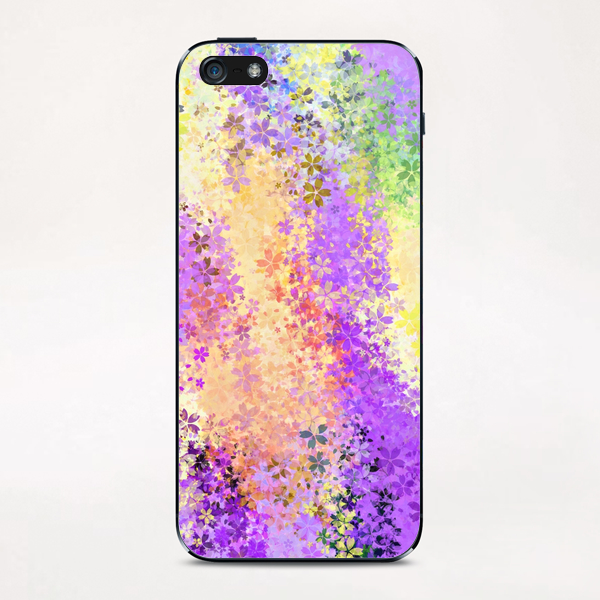 flower pattern abstract background in purple yellow blue green iPhone & iPod Skin by Timmy333