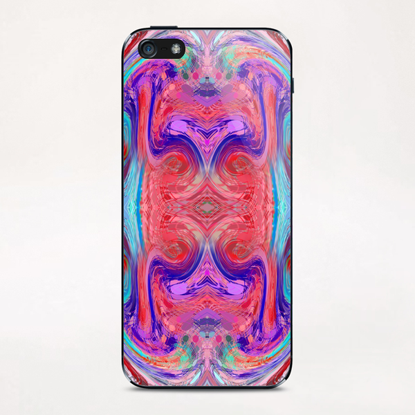 psychedelic geometric symmetry abstract pattern in red pink blue iPhone & iPod Skin by Timmy333