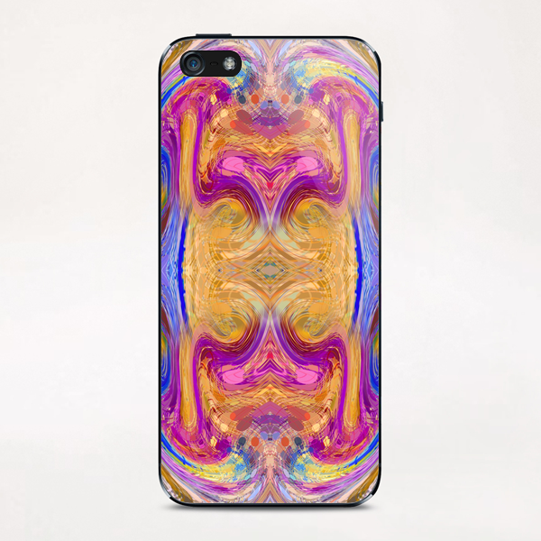 psychedelic geometric symmetry abstract pattern in pink yellow blue iPhone & iPod Skin by Timmy333