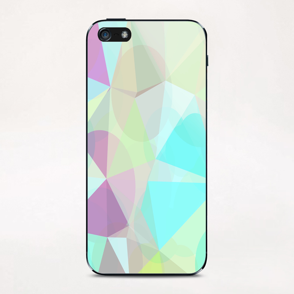 geometric triangle and circle pattern abstract in blue green pink iPhone & iPod Skin by Timmy333