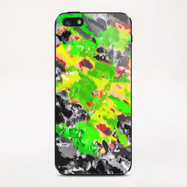 psychedelic splash painting abstract texture in in green yellow black iPhone & iPod Skin by Timmy333