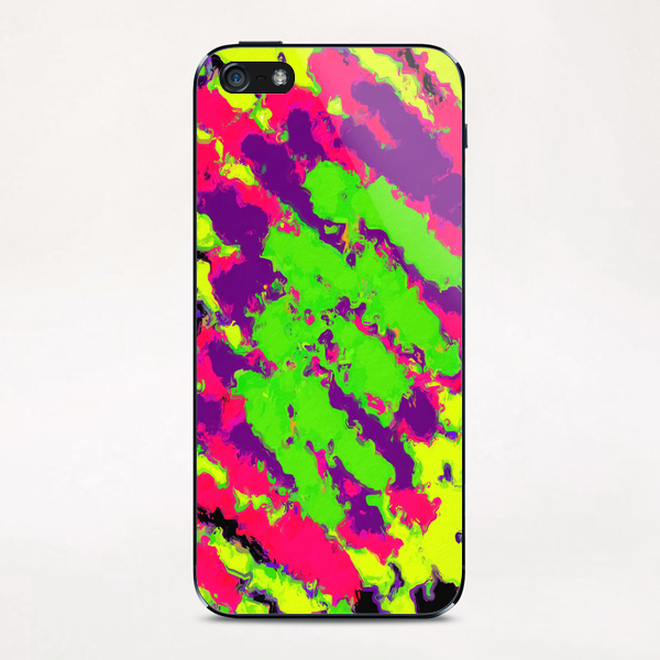 sychedelic splash painting abstract texture in yellow green pink purple black iPhone & iPod Skin by Timmy333