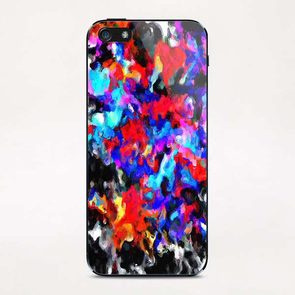 psychedelic splash painting abstract texture blue red pink black iPhone & iPod Skin by Timmy333