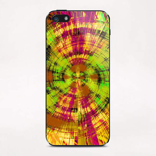 vintage psychedelic geometric abstract pattern in green brown pink iPhone & iPod Skin by Timmy333