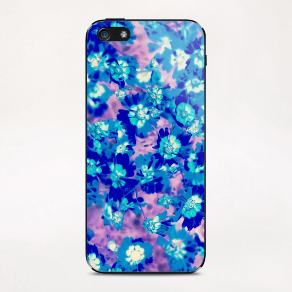 blooming blue flower abstract with pink background iPhone & iPod Skin by Timmy333