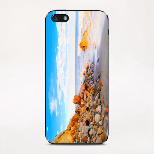 sandy beach with blue cloudy sky in summer iPhone & iPod Skin by Timmy333