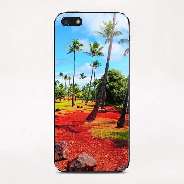 palm trees with green tree and blue cloudy sky in summer iPhone & iPod Skin by Timmy333