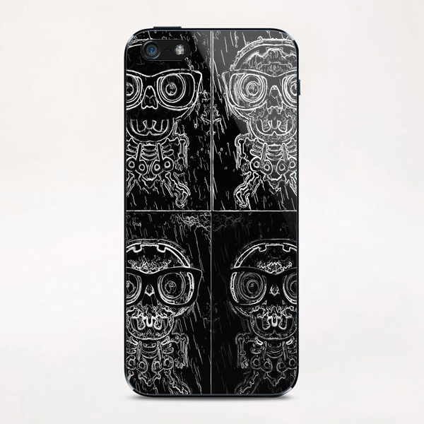 funny skull and bone with glasses in black and white iPhone & iPod Skin by Timmy333