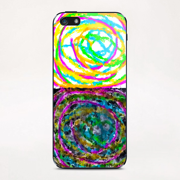 colorful circle pattern drawing abstract with black and white background iPhone & iPod Skin by Timmy333