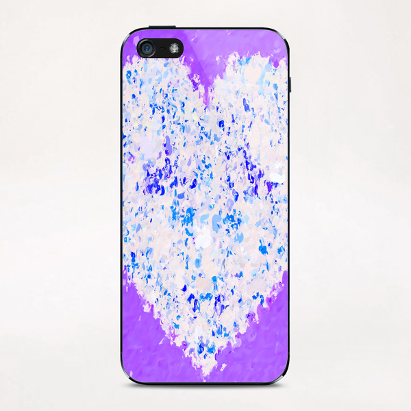 blue and white heart shape with purple background iPhone & iPod Skin by Timmy333