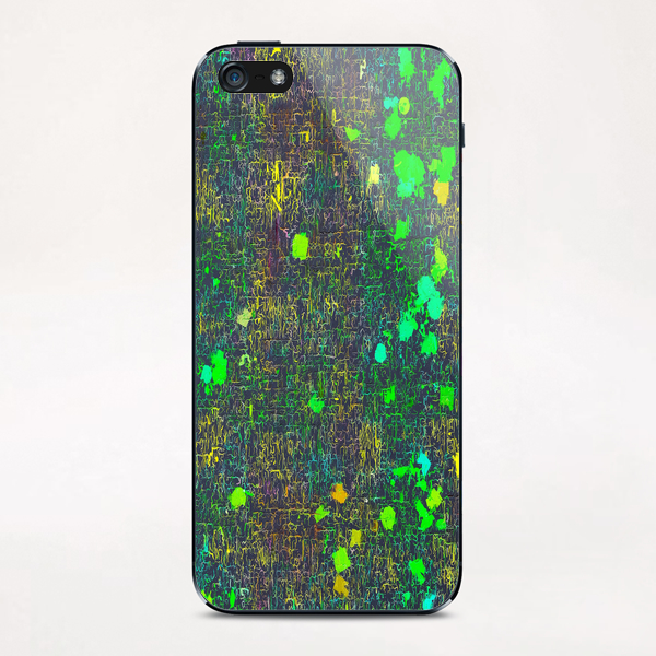 psychedelic abstract art texture background in green yellow black iPhone & iPod Skin by Timmy333
