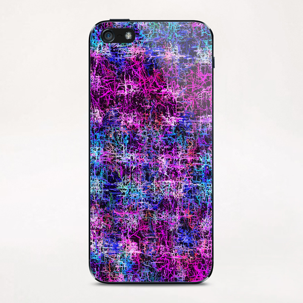 psychedelic abstract art pattern texture background in pink blue black iPhone & iPod Skin by Timmy333