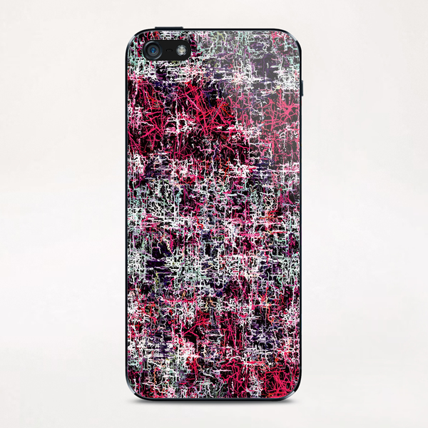 psychedelic abstract art pattern texture background in red pink black iPhone & iPod Skin by Timmy333
