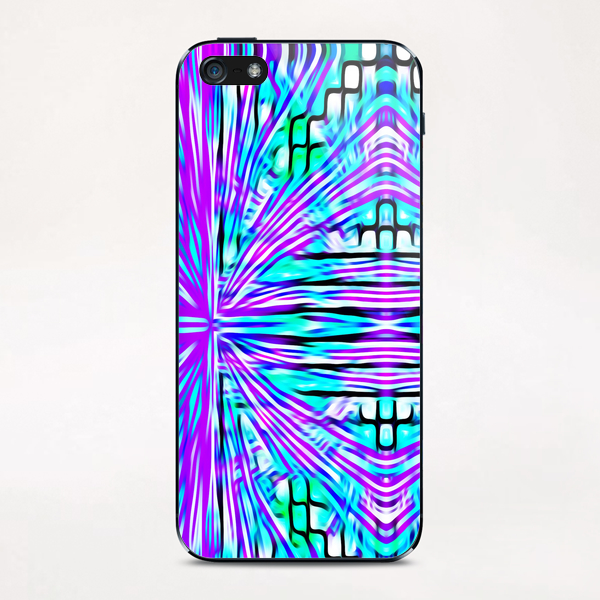 pink blue and green line pattern abstract background iPhone & iPod Skin by Timmy333