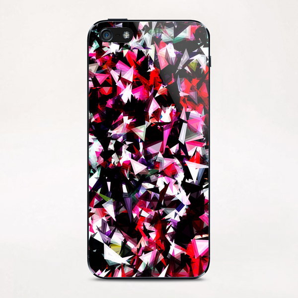 psychedelic geometric triangle polygon abstract pattern in red pink black iPhone & iPod Skin by Timmy333