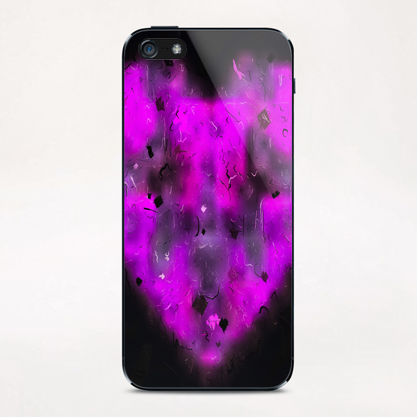 pink blurry heart shape with black background iPhone & iPod Skin by Timmy333