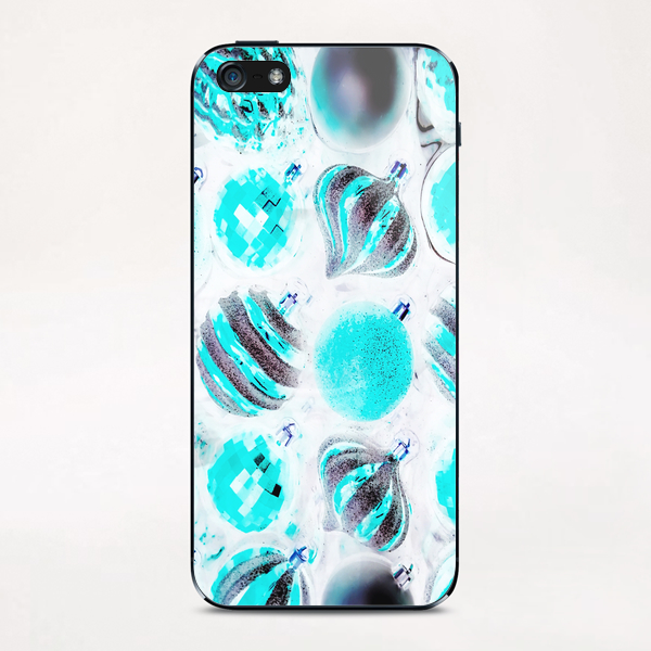 blue Christmas decoration light with white background iPhone & iPod Skin by Timmy333