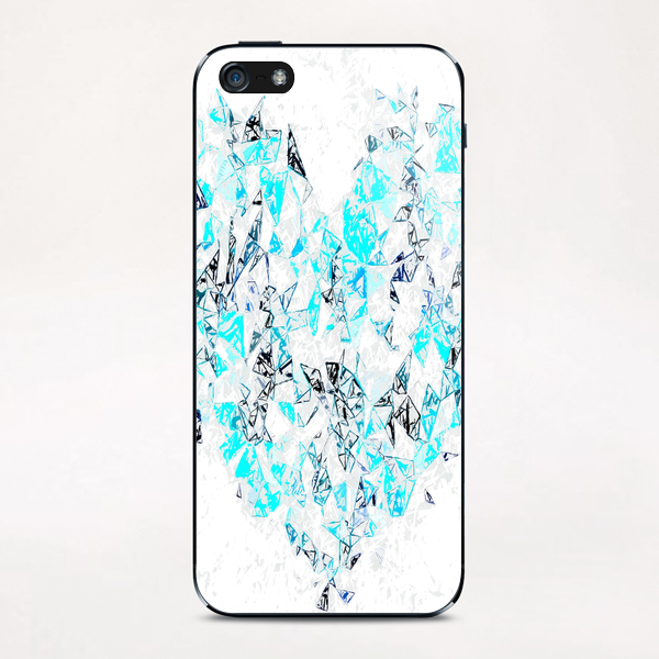 blue heart shape abstract with white abstract background iPhone & iPod Skin by Timmy333