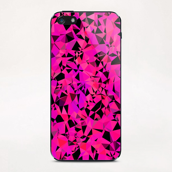 geometric triangle pattern abstract in pink and black iPhone & iPod Skin by Timmy333