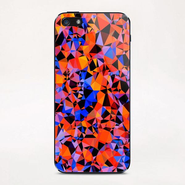 geometric triangle pattern abstract in blue orange red iPhone & iPod Skin by Timmy333