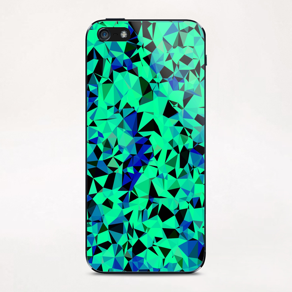 geometric triangle pattern abstract in green blue black iPhone & iPod Skin by Timmy333