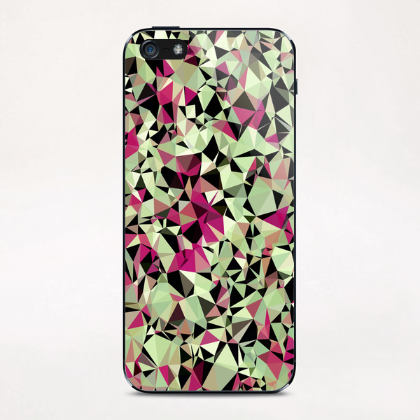 geometric triangle pattern abstract in green pink black iPhone & iPod Skin by Timmy333