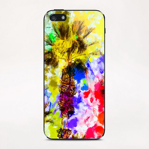 palm tree with colorful painting texture abstract background iPhone & iPod Skin by Timmy333