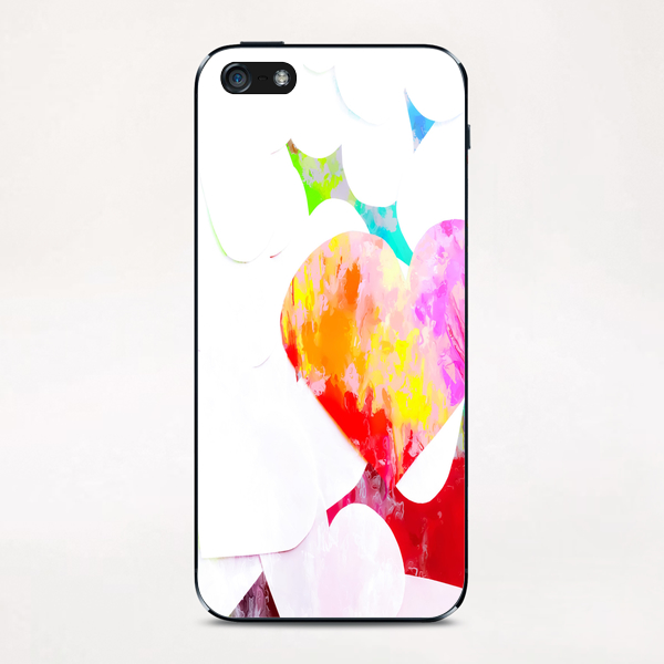 heart shape pattern with red pink blue yellow orange painting abstract background iPhone & iPod Skin by Timmy333