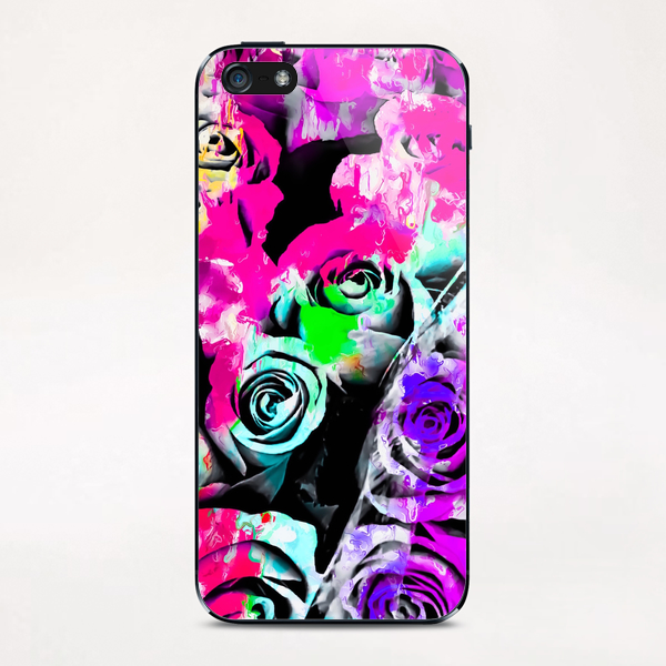 rose texture with pink purple blue green painting abstract background iPhone & iPod Skin by Timmy333