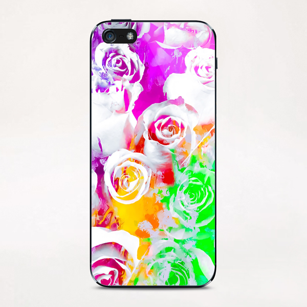 rose texture abstract  with colorful painting abstract background in pink blue green red yellow purple iPhone & iPod Skin by Timmy333