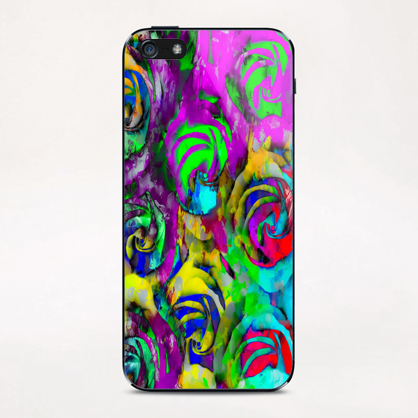 closeup rose texture pattern abstract background in pink yellow green blue iPhone & iPod Skin by Timmy333