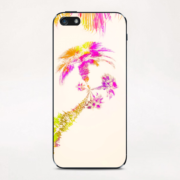 palm tree over the sky in pink purple green yellow iPhone & iPod Skin by Timmy333