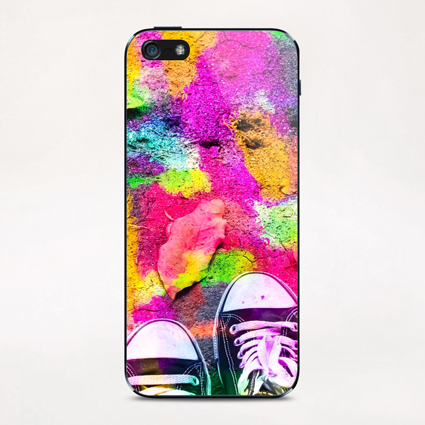 canvas shoes with colorful painting abstract in pink yellow green blue iPhone & iPod Skin by Timmy333