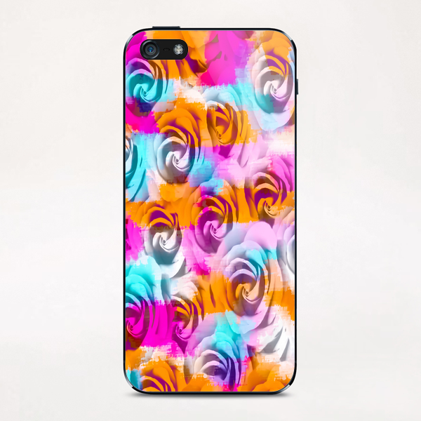 closeup rose texture pattern abstract background in pink orange blue iPhone & iPod Skin by Timmy333