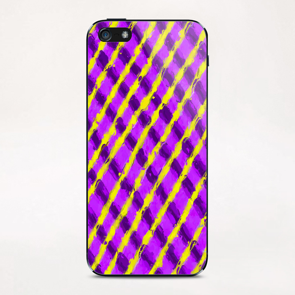 line pattern painting abstract background in purple and yellow iPhone & iPod Skin by Timmy333