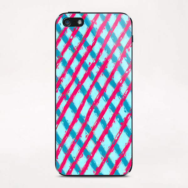 line pattern painting abstract background in blue and red iPhone & iPod Skin by Timmy333