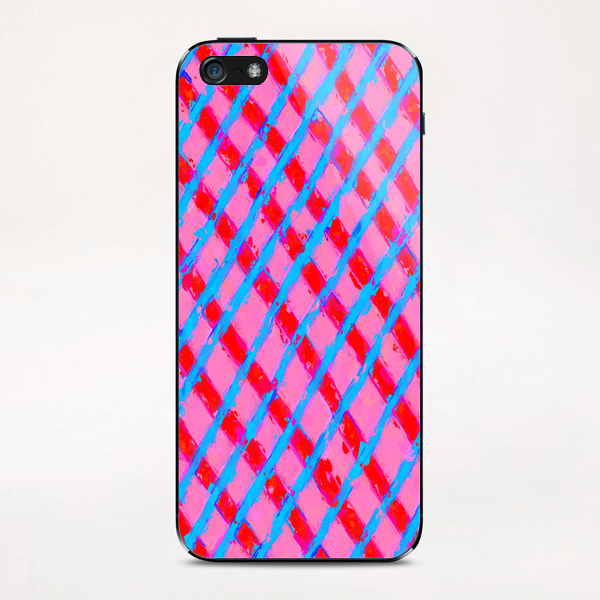 line pattern painting abstract background in pink red blue iPhone & iPod Skin by Timmy333