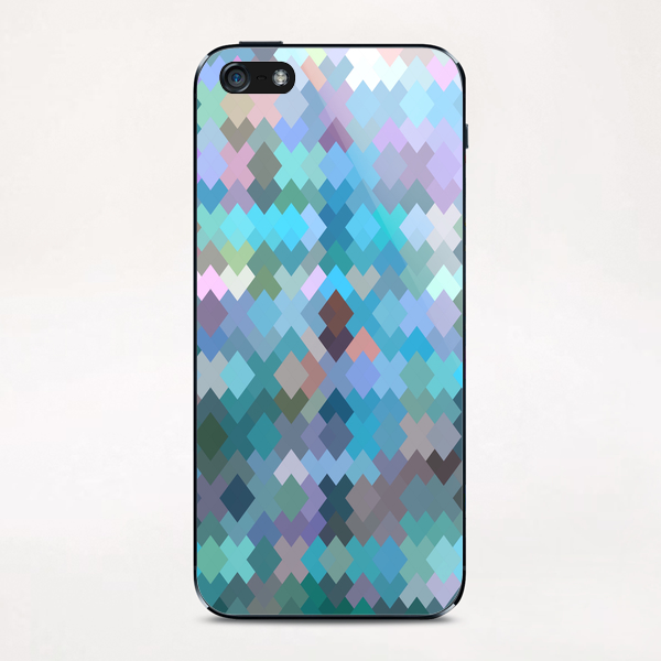 geometric square pixel pattern abstract in blue and pink iPhone & iPod Skin by Timmy333