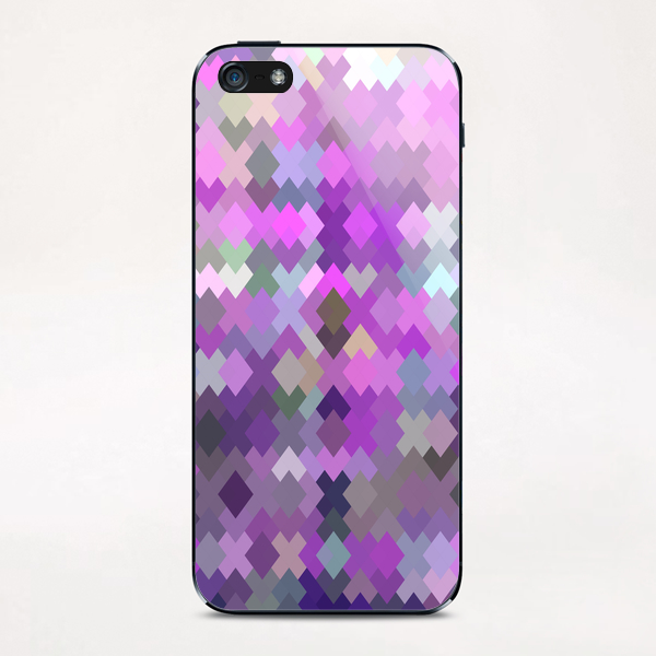 geometric square pixel pattern abstract in purple and pink iPhone & iPod Skin by Timmy333